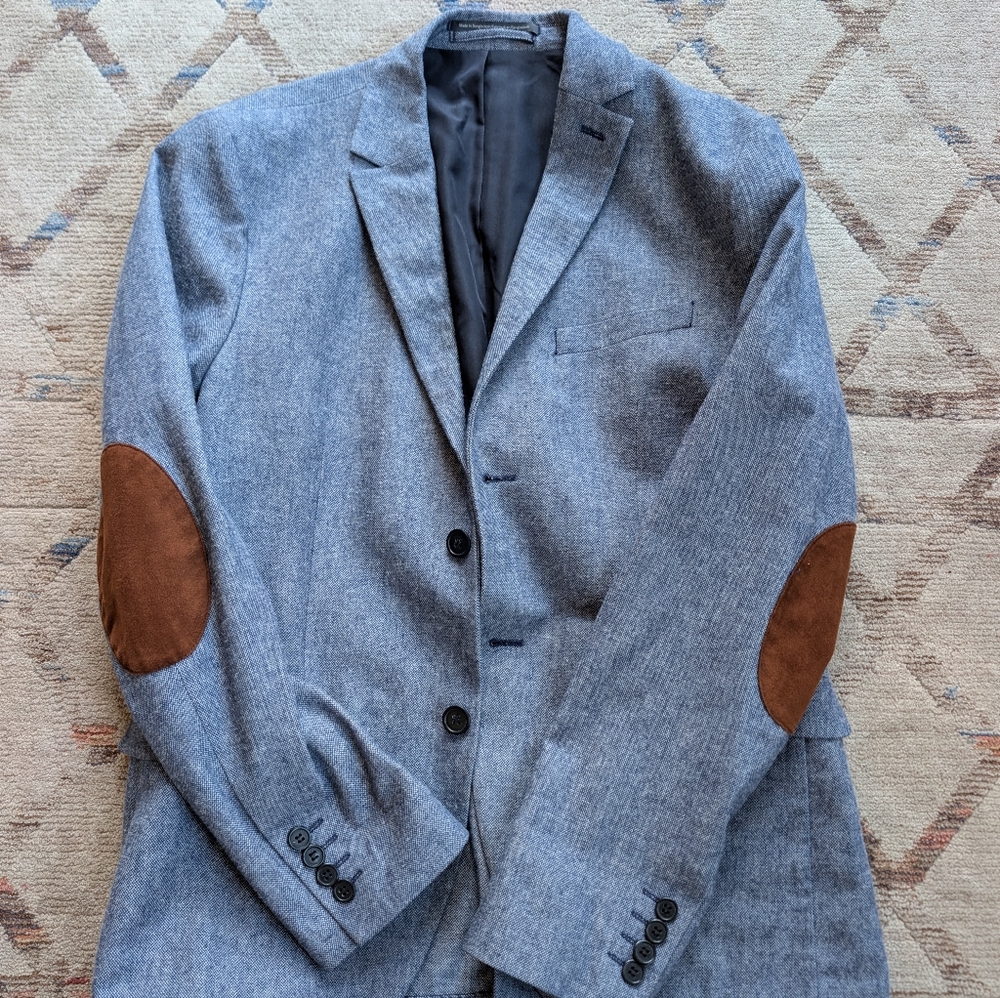 H&M Charcoal Blazer with Chestnut Elbow Patches